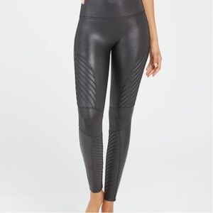 Black stretch textured Spanx High-Waisted Leggings